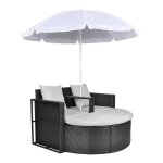 Vidaxl lit de jardin avec parasol noir résine tressée Vidaxl lit de jardin avec parasol noir résine tressée