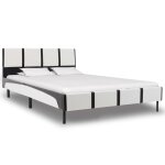 Vidaxl lit avec matelas blanc et noir similicuir 120 x 200 cm
