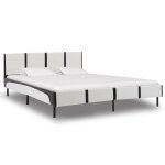 Vidaxl lit avec matelas blanc et noir similicuir 140 x 200 cm