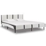 Vidaxl lit avec matelas blanc et noir similicuir 180 x 200 cm