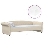 Vidaxl lit avec matelas et clairage usb crme tissu 90x200 cm