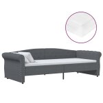 Vidaxl lit avec matelas et clairage usb gris fonc tissu 90x200 cm