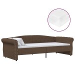 Vidaxl lit avec matelas et clairage usb marron tissu 90x200 cm