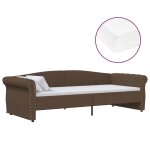 Vidaxl lit avec matelas et �clairage usb marron tissu 90x200 cm
