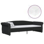 Vidaxl lit avec matelas et clairage usb noir tissu 90x200 cm
