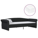 Vidaxl lit avec matelas et éclairage usb noir tissu 90x200 cm Vidaxl lit avec matelas et éclairage usb noir tissu 90x200 cm
