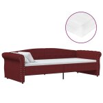 Vidaxl lit avec matelas et clairage usb rouge bordeaux tissu 90x200cm