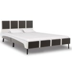Vidaxl lit avec matelas gris et blanc similicuir 140 x 200 cm