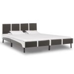 Vidaxl lit avec matelas gris et blanc similicuir 160 x 200 cm