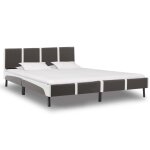 Vidaxl lit avec matelas gris et blanc similicuir 180 x 200 cm