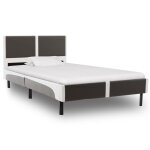 Vidaxl lit avec matelas gris et blanc similicuir 90 x 200 cm