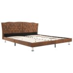 Vidaxl lit avec matelas marron tissu 160x200 cm