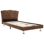 Vidaxl lit avec matelas marron tissu 90x200 cm