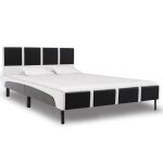 Vidaxl lit avec matelas noir et blanc similicuir 140 x 200 cm
