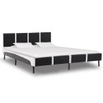 Vidaxl lit avec matelas noir et blanc similicuir 160 x 200 cm