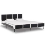 Vidaxl lit avec matelas noir et blanc similicuir 180 x 200 cm
