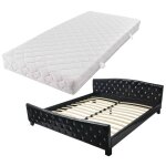 Vidaxl lit avec matelas noir similicuir 180 x 200 cm