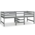Vidaxl lit mi - haut gris bois de pin massif 90x200 cm