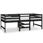 Vidaxl lit mi - haut noir bois de pin massif 90x200 cm