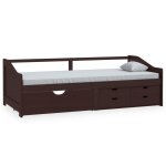 Vidaxl lit de repos 3 places à tiroirs marron foncé pin 90x200 cm Vidaxl lit de repos 3 places à tiroirs marron foncé pin 90x200 cm