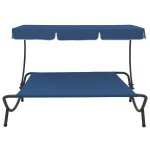 Vidaxl lit de repos d'extérieur avec auvent bleu Vidaxl lit de repos d'extérieur avec auvent bleu