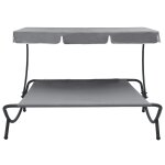 Vidaxl lit de repos d'extérieur avec auvent gris Vidaxl lit de repos d'extérieur avec auvent gris