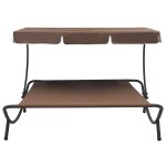 Vidaxl lit de repos d'extérieur avec auvent marron Vidaxl lit de repos d'extérieur avec auvent marron