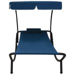 Vidaxl lit de repos d'extérieur avec auvent et oreiller bleu Vidaxl lit de repos d'extérieur avec auvent et oreiller bleu