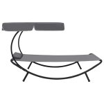 Vidaxl lit de repos d'extérieur avec auvent et oreiller gris Vidaxl lit de repos d'extérieur avec auvent et oreiller gris