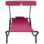 Vidaxl lit de repos d'extérieur avec auvent et oreiller rose Vidaxl lit de repos d'extérieur avec auvent et oreiller rose