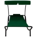 Vidaxl lit de repos d'extérieur avec auvent et oreiller vert Vidaxl lit de repos d'extérieur avec auvent et oreiller vert