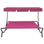 Vidaxl lit de repos d'extérieur avec auvent rose Vidaxl lit de repos d'extérieur avec auvent rose