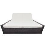Vidaxl lit de repos d'extrieur avec coussin rsine tresse marron