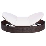 Vidaxl lit de repos d'extrieur avec coussin rsine tresse marron