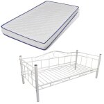 Vidaxl lit de repos avec matelas blanc métal 90 x 200 cm Vidaxl lit de repos avec matelas blanc métal 90 x 200 cm