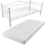 Vidaxl lit de repos avec matelas blanc métal 90 x 200 cm Vidaxl lit de repos avec matelas blanc métal 90 x 200 cm