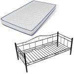 Vidaxl lit de repos avec matelas noir métal 90 x 200 cm Vidaxl lit de repos avec matelas noir métal 90 x 200 cm