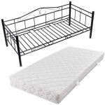 Vidaxl lit de repos avec matelas noir métal 90 x 200 cm Vidaxl lit de repos avec matelas noir métal 90 x 200 cm