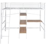 Vidaxl lit superpos avec bureau blanc et marron mtal 90x200 cm