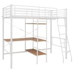 Vidaxl lit superpos avec cadre de table blanc mtal 90x200 cm