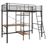 Vidaxl lit superpos avec cadre de table gris mtal 90x200 cm