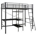 Vidaxl lit superpos avec cadre de table noir mtal 90x200 cm