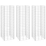 Vidaxl lits surlevs en gabions 3 pcs 30x30x100 cm fer