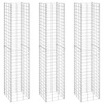 Vidaxl lits surlevs en gabions 3 pcs 30x30x150 cm fer