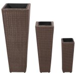 Vidaxl lits surlevs de jardin 3 pcs rsine tresse marron