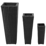 Vidaxl lits surlevs de jardin 3 pcs rsine tresse noir
