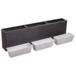 Vidaxl lit surlev de jardin  3 pots 150x20x40cm rsine tresse noir