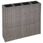 Vidaxl lits surlevs de jardin avec 4 pots 2pcs rsine tresse gris