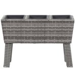 Vidaxl lit surlev de jardin et pieds et 3 pots 72x25x50cm rotin gris