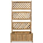 Vidaxl lit sur�lev� de jardin avec treillis bambou 70 cm